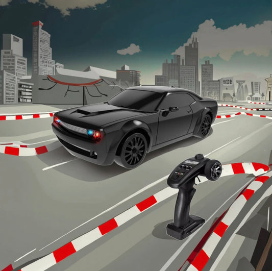 Remote control Challenger car racing outdoors