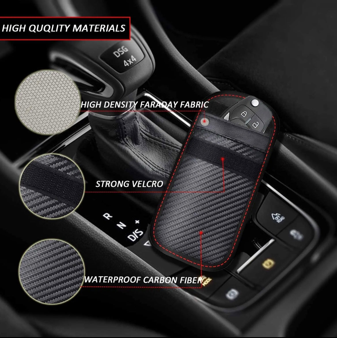 2pcs Carbon Fiber Faraday Key Fob Protector