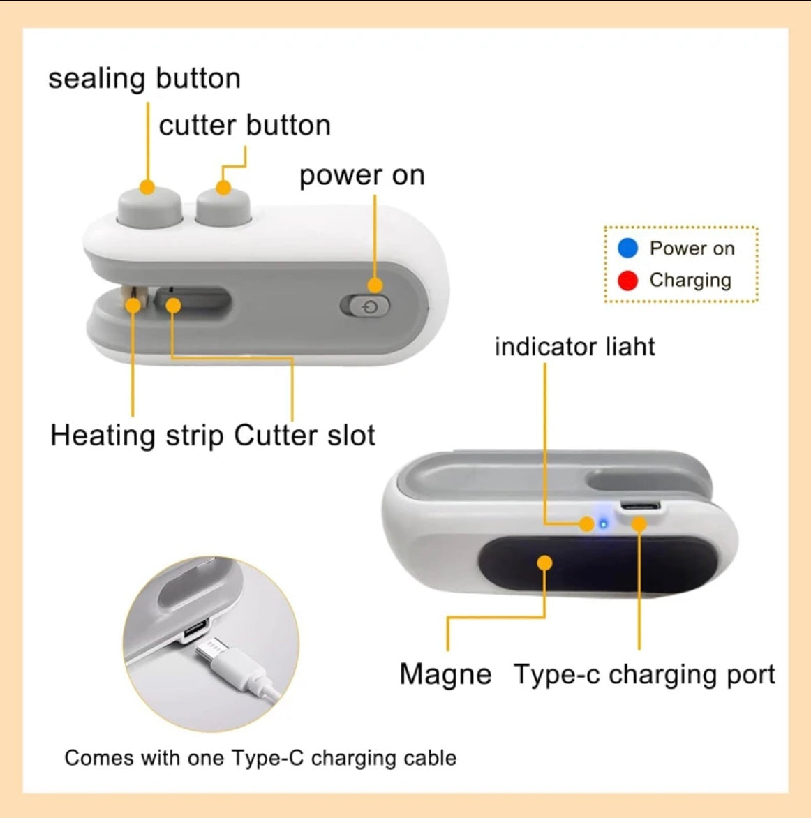 1pc Mini Clip Bag Sealing Machine