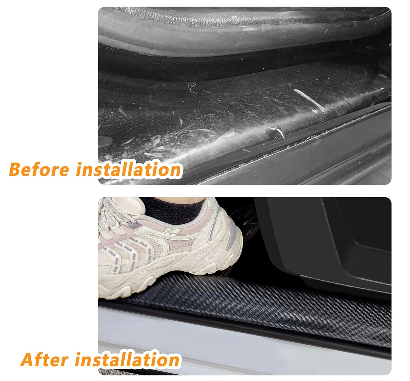 4PCS Carbon Fiber Door Sill Protector