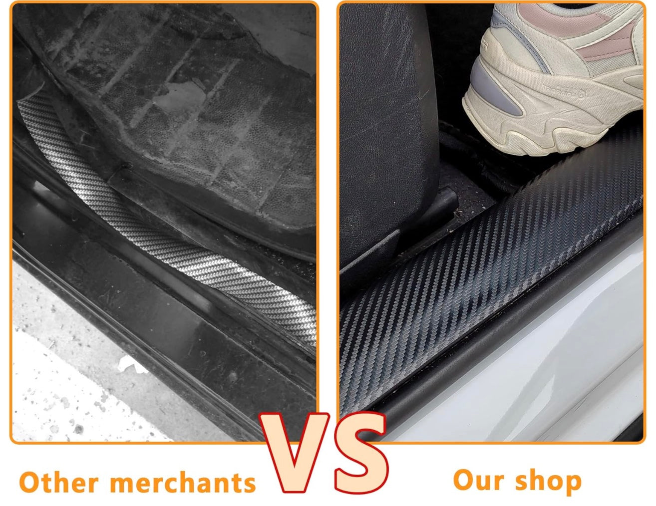 4PCS Carbon Fiber Door Sill Protector