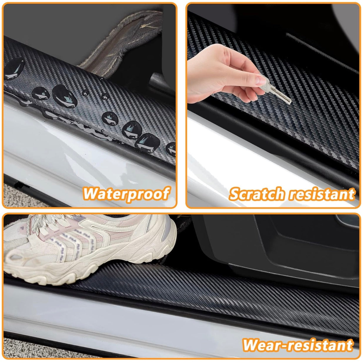 4PCS Carbon Fiber Door Sill Protector