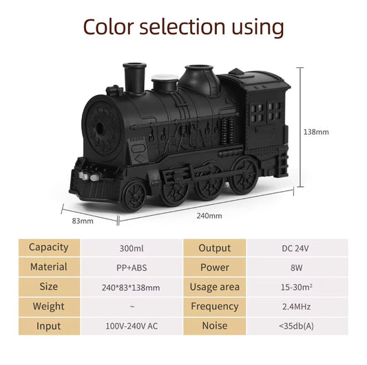 Train diffuser puffing mist on a desk