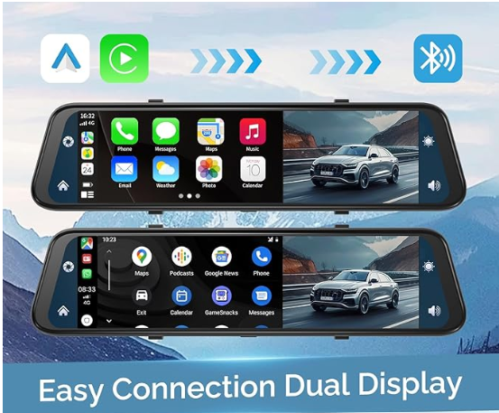 Rear View Mirror Screen with Dash Camera & Carplay
