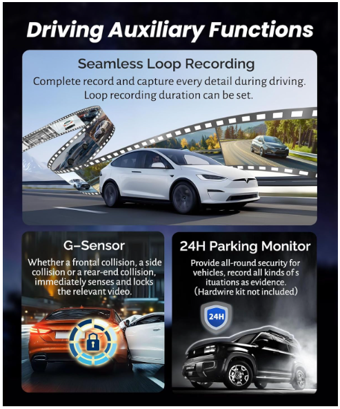 Rear View Mirror Screen with Dash Camera & Carplay