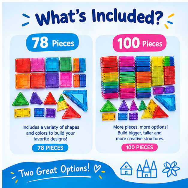 3D Magnetic Tiles 78 pieces / 100 pieces