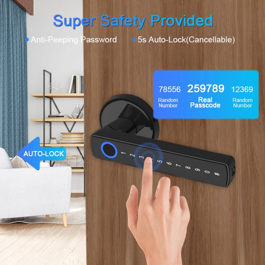 Keyless smart lock installed on a home door