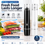 Kitchen Vacuum Sealer - Compact Food Sealer with 5 Reusable Zip Bags