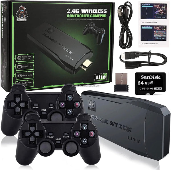 Retro Gaming Console Stick (2,000 Games) - 4K HDMI Stick with 2 Wireless Controllers