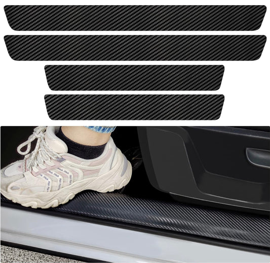 4PCS Carbon Fiber Door Sill Protector
