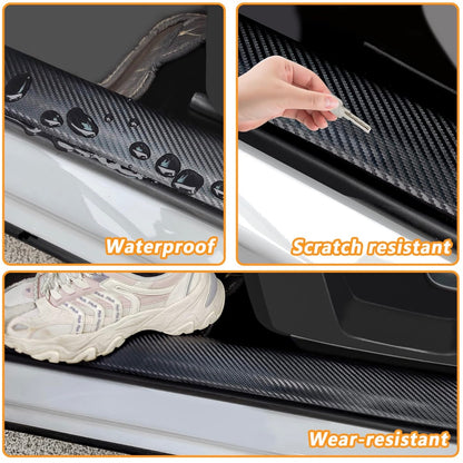 4PCS Carbon Fiber Door Sill Protector