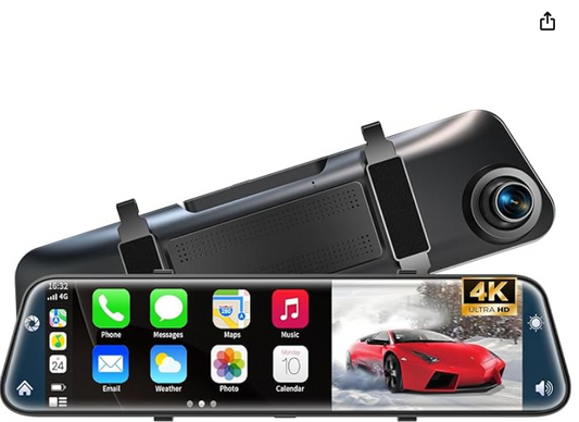 Rear View Mirror Screen with Dash Camera & Carplay