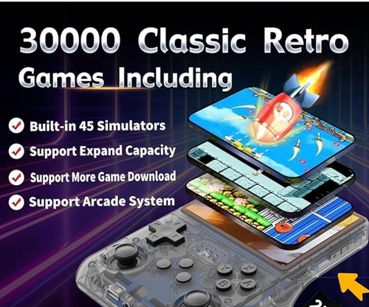 Handheld retro console playing a classic game
