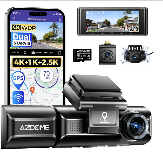 AZDOME M550 Max 3 Channel Dashcam (64GB)