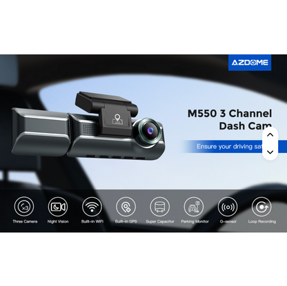 AZDOME M550 Max 3 Channel Dashcam (64GB)