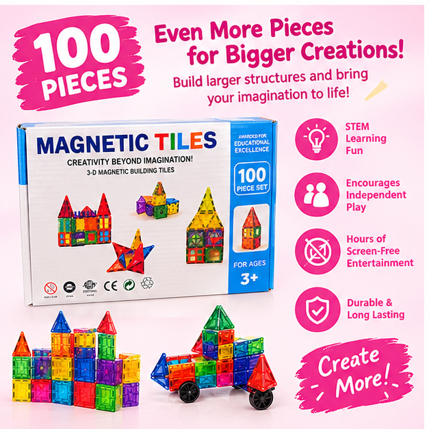3D Magnetic Tiles 78 pieces / 100 pieces